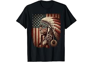 Native American Shirts for Men Native American Indian Chief American USA Flag...