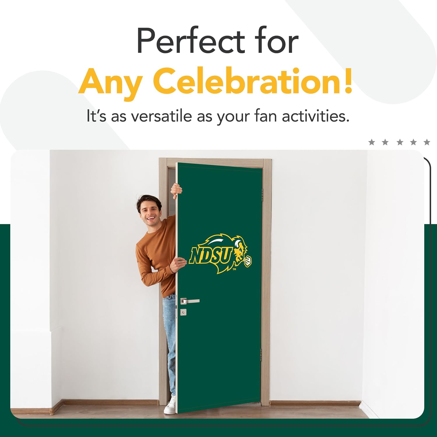 North Dakota State Bison College Sports Printed Front Door Banner - NCAA Licensed - Durable Vinyl - School Banner (Green, Gold) (36" x 80")