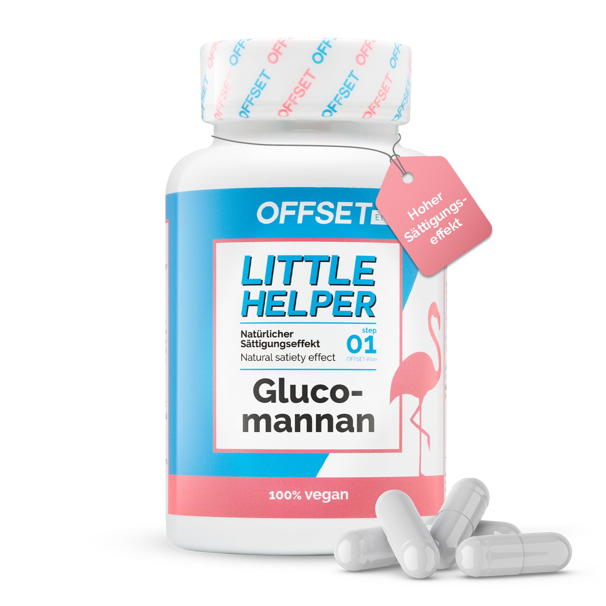 OFFSET Nutrition Appetitzügler Kapseln [mit GLUCOMANNAN] - 90 Stück - aus Japanischen Konjakwurzel - Starke Abnehmtabletten - Für 30 Tage - Ohne Titandioxid