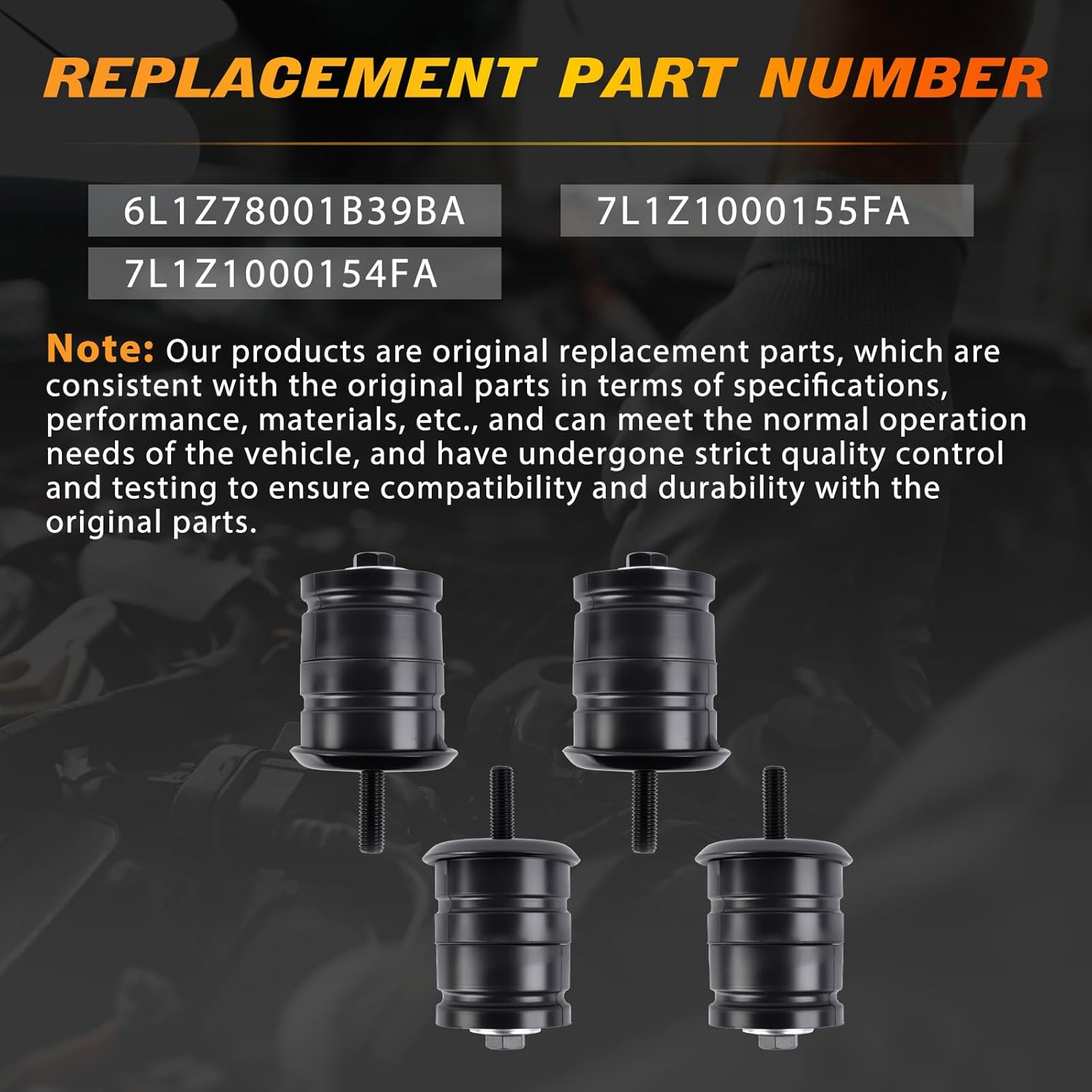 7L1Z1000155FA Body Mount Bushing Kit Upper Lower Body Mount Kit Compatible with Ford Expedition 2007-2017, Ford F-150 2009-2014, Lincoln Navigator 2007-2017 Replaces 7L1Z1000154FA