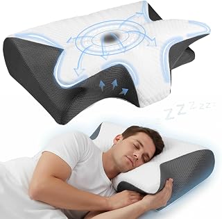 Sleep Apnea Pillow - Stop Snoring, Fix Your Obstructive Sleep Apnea at It's Root Cause, Adjustable Cervical Neck Pillow Cozy Sleeping for Side, Back and Abdomen Sleepers (Grey)