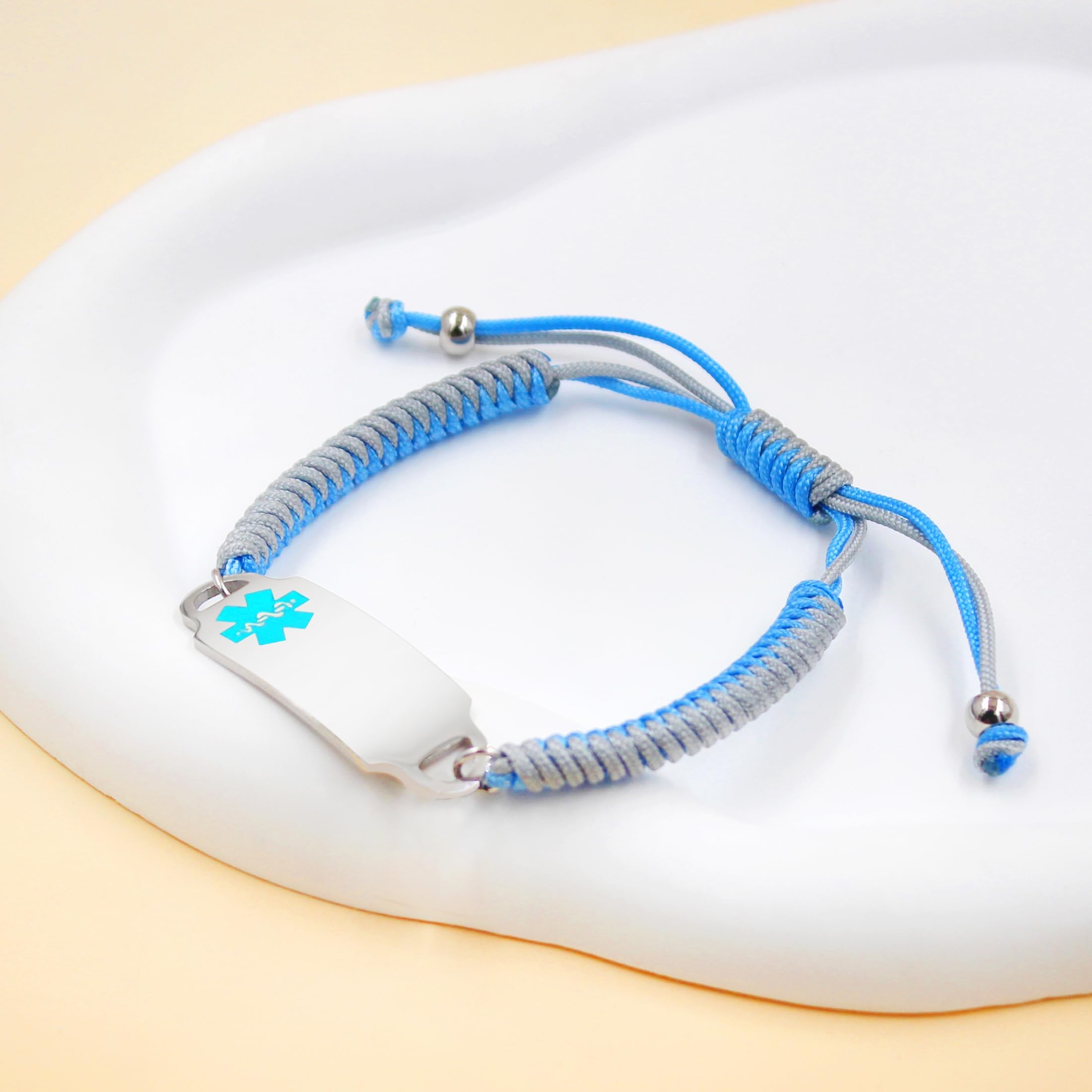 Armband mit QR-Code – Graviertes medizinisches ID-Band – Verstellbares, handgefertigtes Seilarmband für Diabetes, Herzerkrankungen, Allergien – YA5657