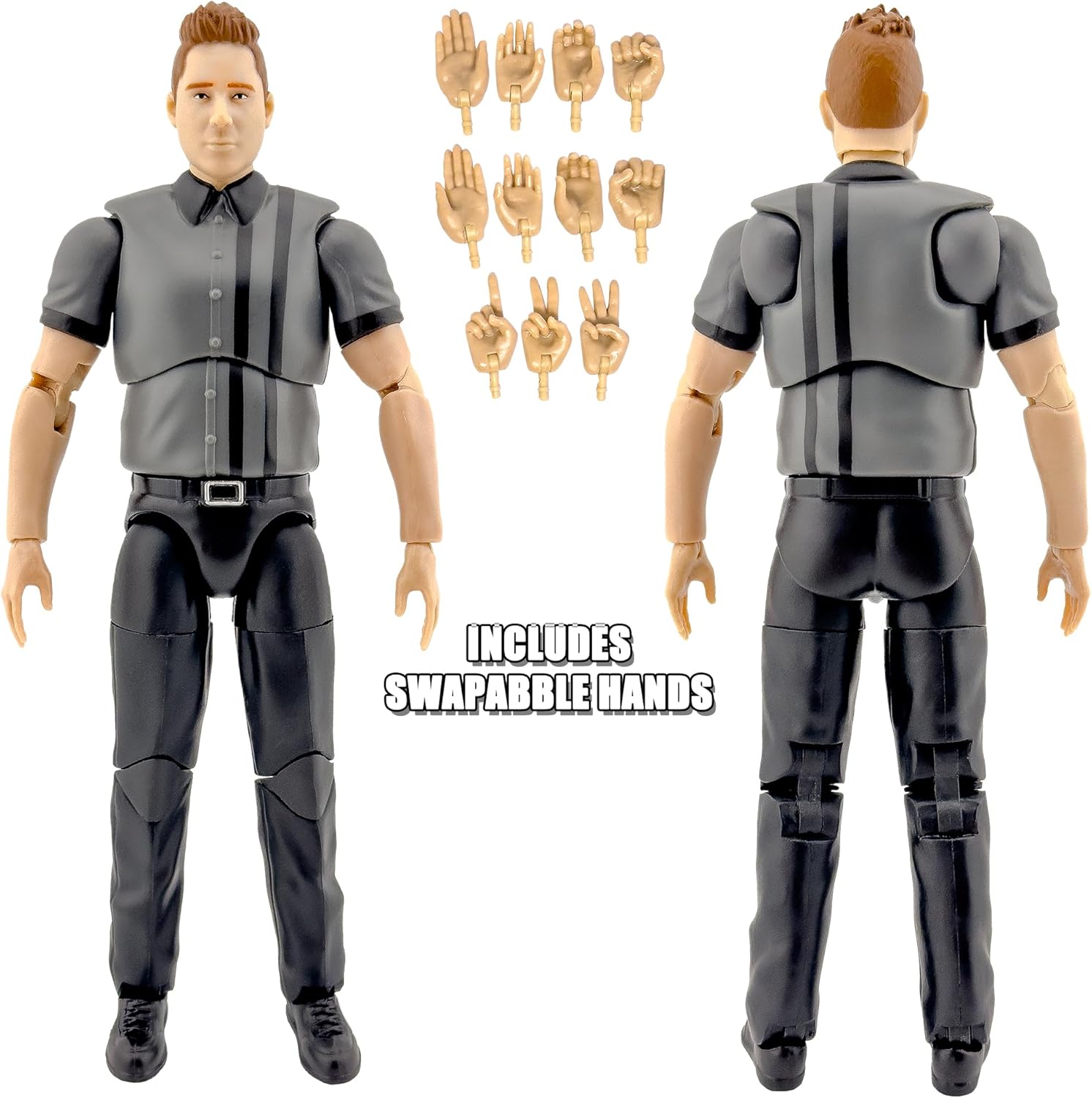 Ultimate Dark Gray Referee with Deluxe Articulation for Wrestling Figures