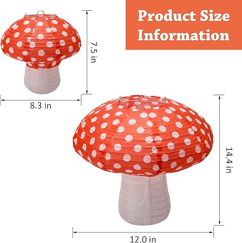 Miniatura 2 de 6cs - Faroles de papel con forma de hongo, decoración de hongos 3D grandes para colgar para guardería, jardín, decoración de fiesta de Navidad, 8