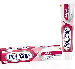 Super Poligrip Original Formula Zinc Free Denture and Partials Adhesive Cream, 2.4 ounce