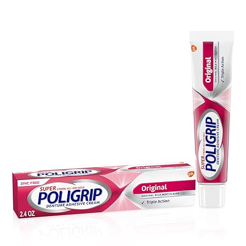 Miniatura 9 de Super Poligrip Crema adhesiva original para dentaduras, sin zinc, para dentaduras postizas, 2.4 onzas (paquete de 4) Blanco,Blanco, menta