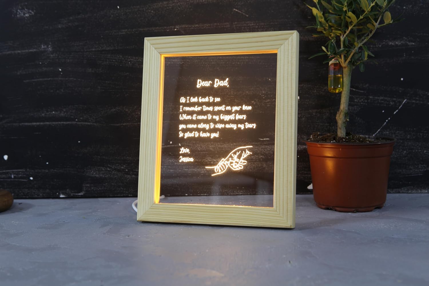 Personalized Photo Frame Night Light, Bedroom Decor, Unique Table Decor, Customizable Gifts,Personalized Dad Night Light, Letter to Daddy, Father's Day Gift Idea - Unique Dad Birthday Gift