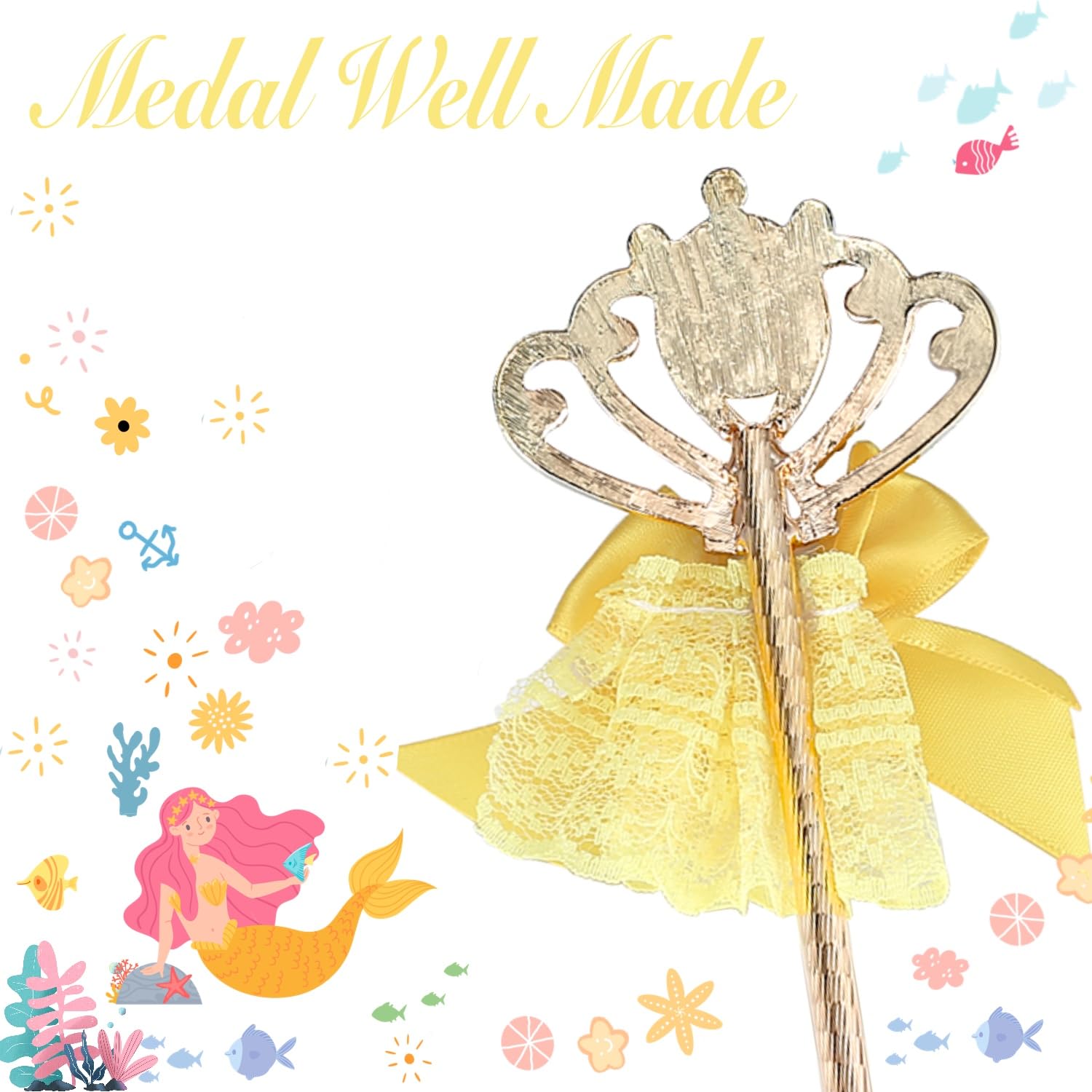Lovelyshop Yellow Diamond Metal Princess Wand with Bowknot for Kids - Image 3