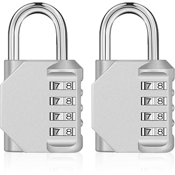 ZHEGE Padlock Combination Lock 4-Digit Lock for Gym Locker Tool Boxes Weatherproof Padlock for Door Garden Fences Pack of 2 Silver