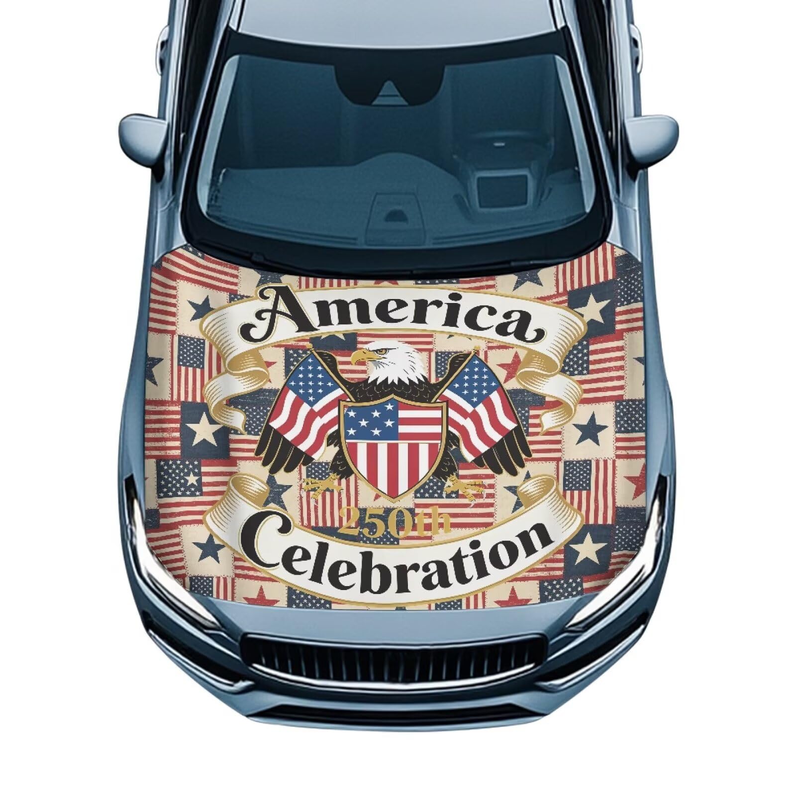 American Flag Car Hood Front Hood Covers for Cars Patriotic Automotive Hood Cover UV Resistance Engine Cover Cover 250th Celebration Decorative Accessories for Women Men