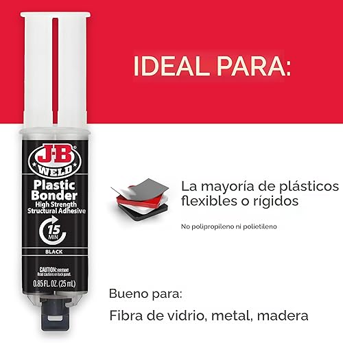 Miniatura 5 de J-B Weld 50139 Jeringa adhesiva y relleno de huecos Plastic Bonder para paneles de carrocería - Negro - 25 ml