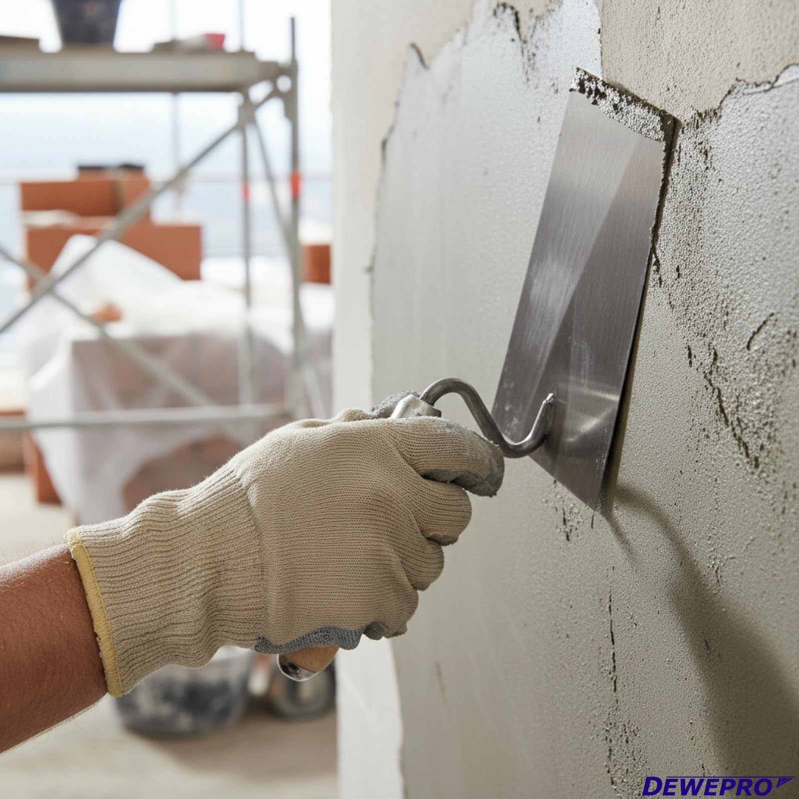 DEWEPRO Tiroler Maurerkelle 180x120x80mm – Italienische Putzkelle Mit S-Hals Schwanenhals – Gehärtetes 1,2mm Stahlblatt Konisch Geschliffen – Holzgriff Profi Werkzeug Für Putz Mörtel Beton
