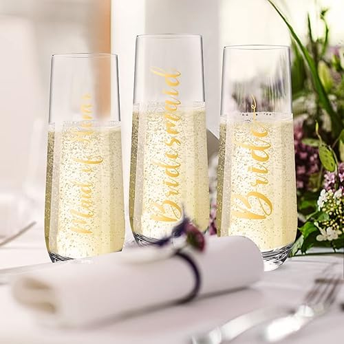 Miniatura 4 de Qooenz Mother of Bride - Vaso de champán sin tallo, 9.3 onzas, flauta de boda sin tallo para mamá de la novia, regalo para suegra del novio, paquete