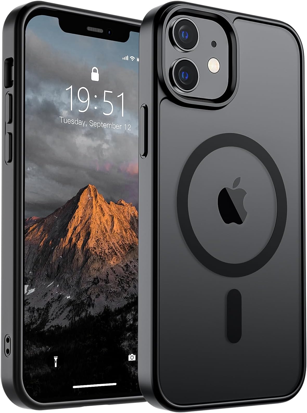 SUPFINE Magnetic for iPhone 12 Case/iPhone 12 Pro Case (Compatible with MagSafe)(Military Grade Drop Protection) Translucent Matte Shockproof Phone Cover,Black