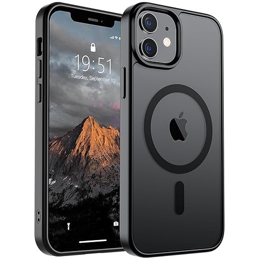 SUPFINE iPhone 12/12 Pro Case (MagSafe Compatible, 10FT Military Grade Drop Protection) Slim Translucent Matte Shockproof with Anti-Fingerprint, Black