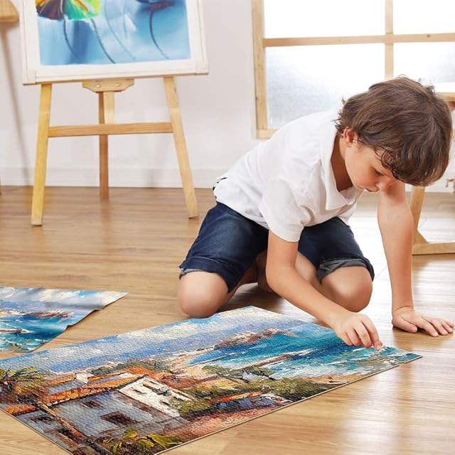 Foto 5 de 8 de Puzzles de 2000 Piezas para Adolescentes Ciudad Costera de Playa mediterránea Juego Intelectual de Juguete…