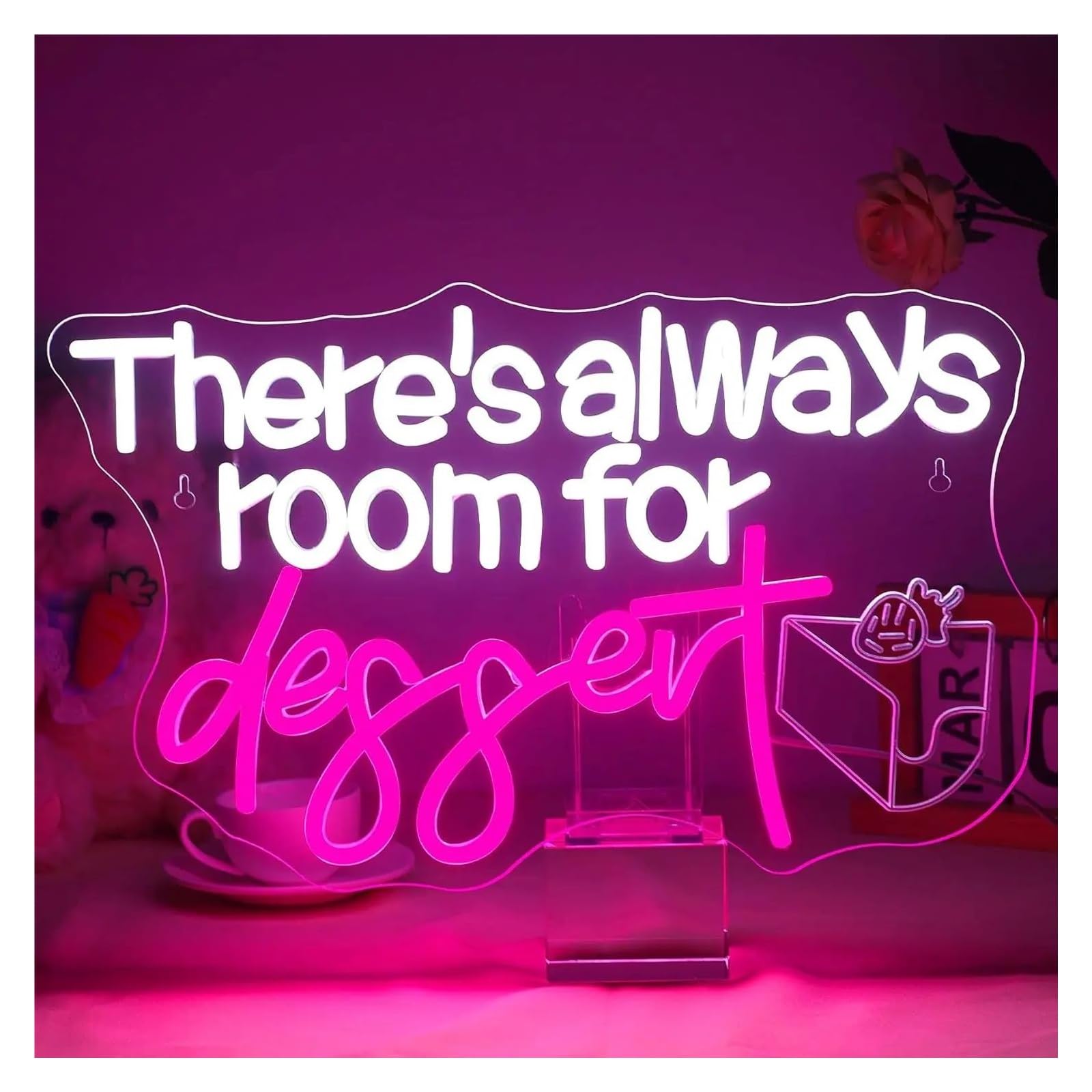XENITE Luces Art Decoration Christmas Lámpara LED Regulable There's Always Room Para Tiendas De Aperitivos, Dulces Y Postres, Bares, Dormitorios, Fiestas Y Decoración Del Hogar 43cmx27cm