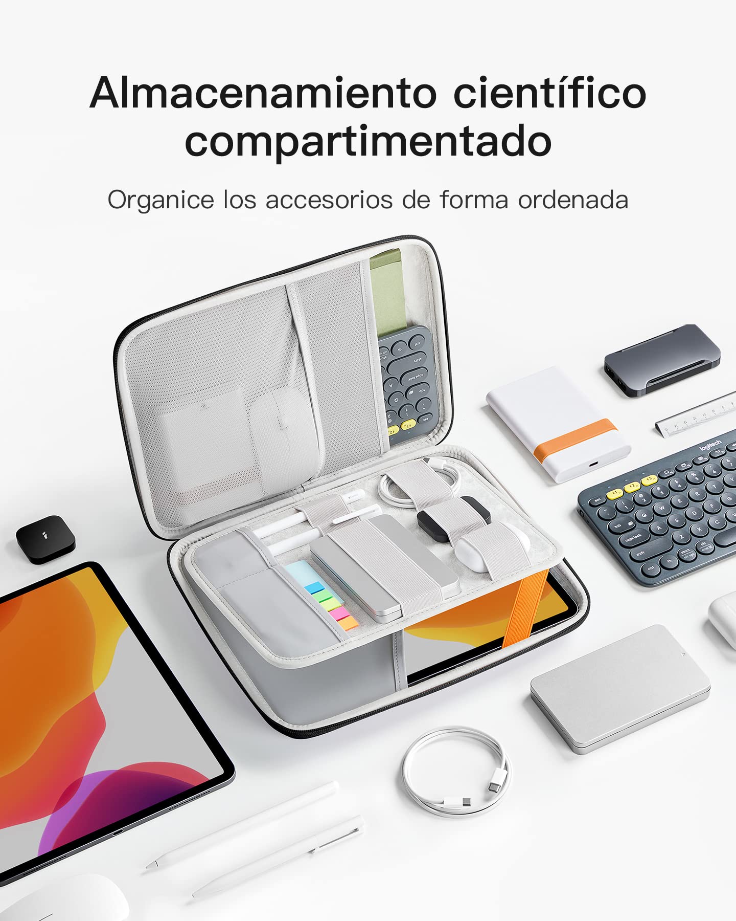Inateck Funda rígida para Tablet de 11 Pulgadas Compatible con iPad Pro M2 2022, M1 2021, iPad Pro 2018-2020 Funda de Transporte Que Absorbe los Golpes, Gris