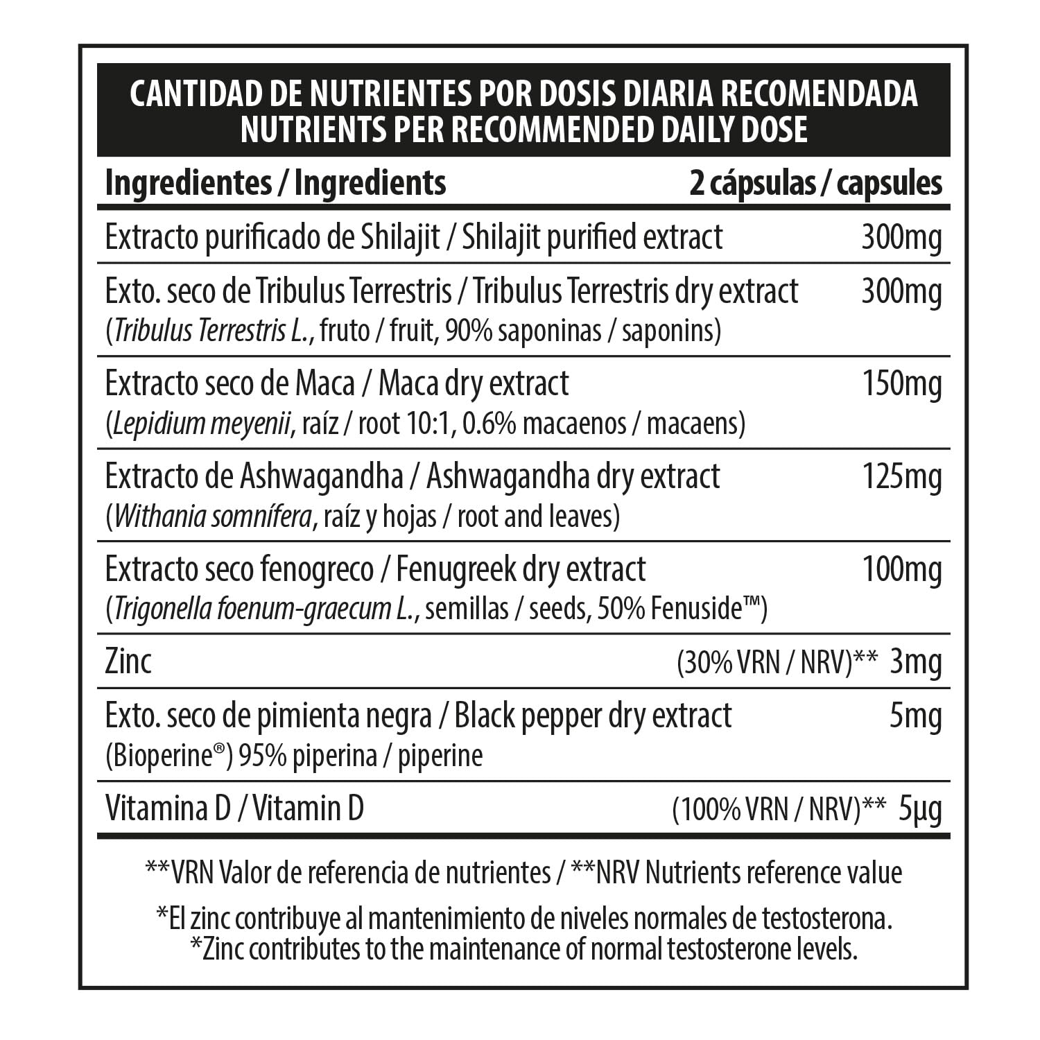 BIG Testosterona Hombre 60 Cápsulas Precursor Natural para Aumento de Masa Muscular, Energía y Rendimiento Físico