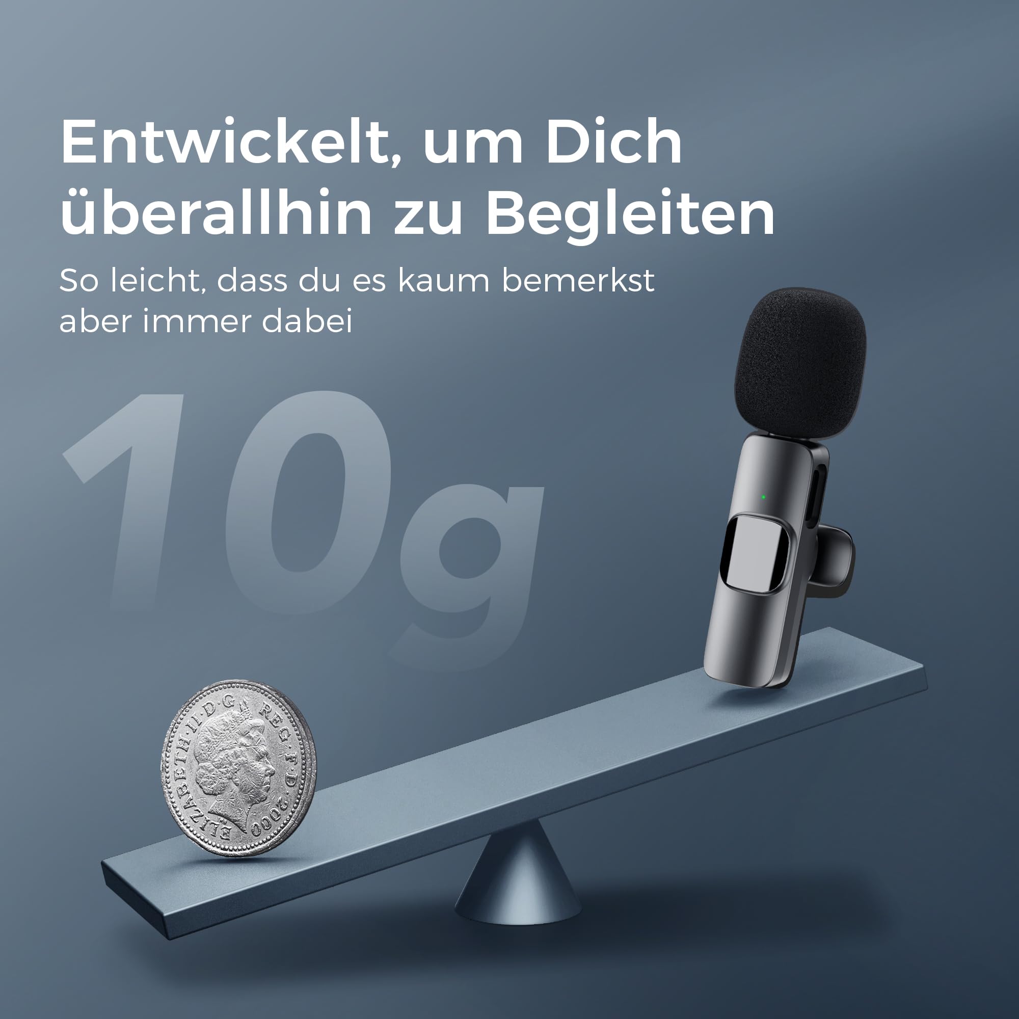 YRF Mikrofon für iPhone Android Handy, Kabelloses Lavalier Mikrofon, Plug&Play mini mikrofon 2,4GHz, USB-C&Lightning, Clip Mikrofon für Videoaufnahmen, TikTok, Vlogging, Interviews&Online-Unterricht