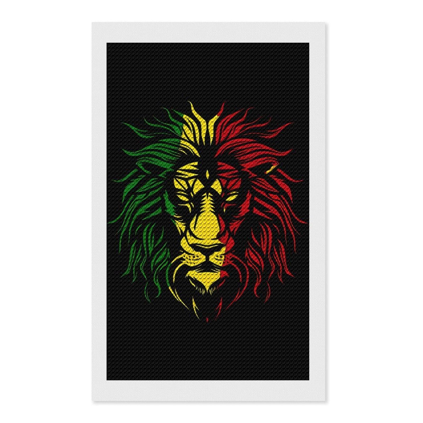 Nclqvjxzkhw Style African Lion Rasta Jamaica Diamond Art Painting For Adult Round Diamonds Pictures Arts Crafts Home Wall Decor 12"X20"