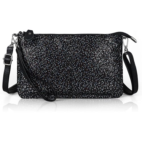 befen Genuine Leather Wristlet Clutch Wallet Purses Small Crossbody Bags Shoulder Handbag for Women, Silver Zipper