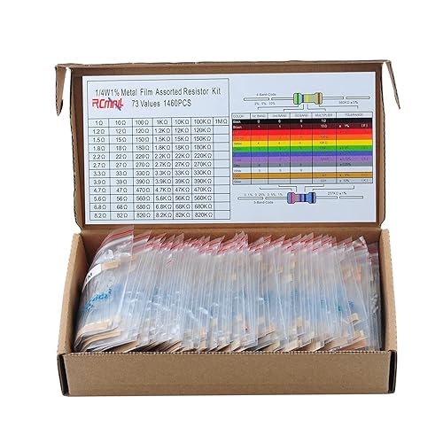RCmall Kit de resistencia 1460 piezas 14 W 1 película metálica 1 ohmio a 1 M ohmio surtido de resistencias ROHS para proyectos electrónicos Arduino