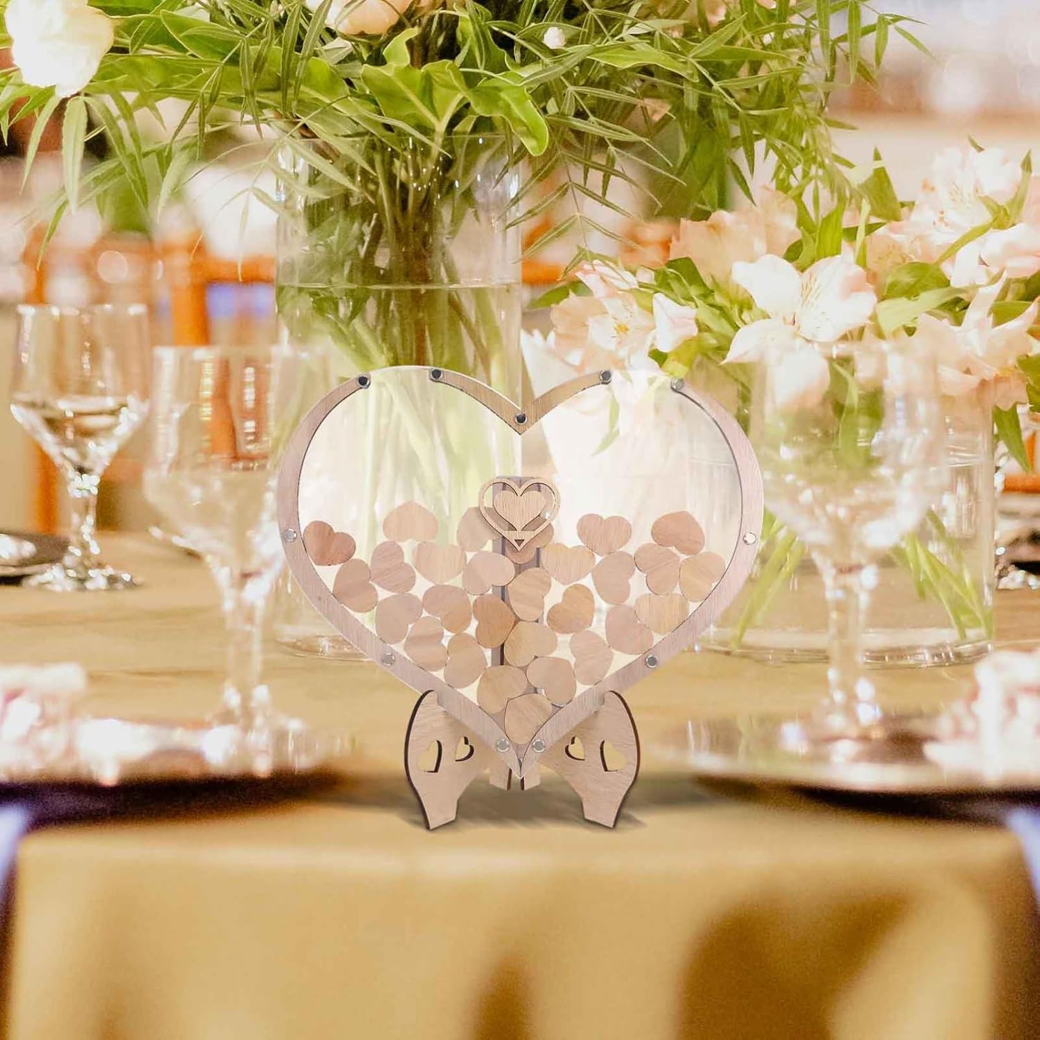 Homoyoyo 1set Wooden Heart Guest Book Charming Heart Frame for Weddings Birthdays and Special Occasions Unique Custom Sign Book Decor Superior Craftsmanship and Elegant Finish