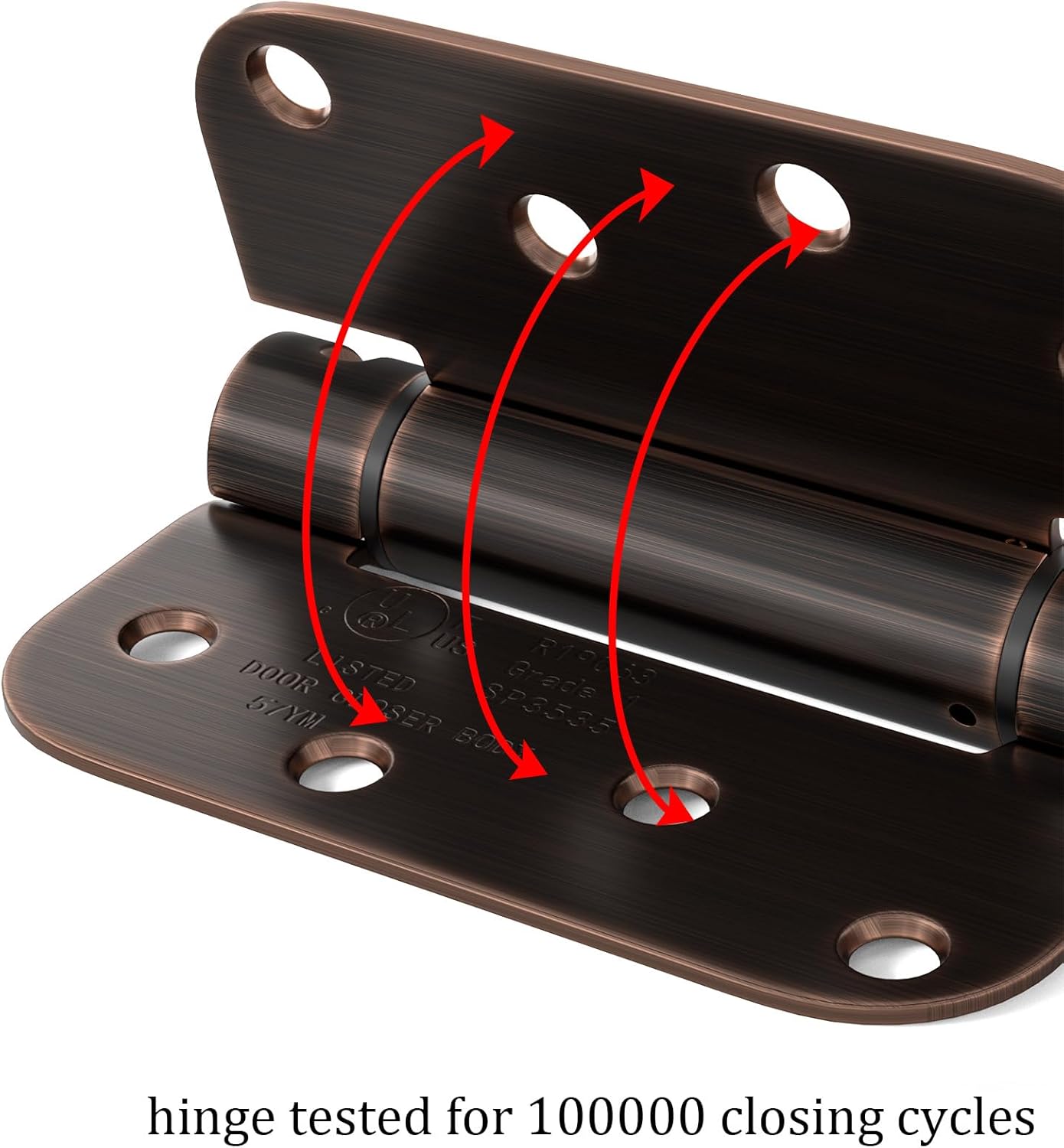 Haidms Self Closing Door Hinges 6 Pack Oil Rubbed Bronze Spring Loaded Hinges 4 Inch with 5/8" Radius Corner Adjustable Tension for Garage Exterior Door