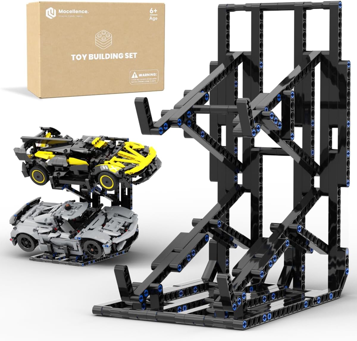 Display Stand for Lego Technic Cars (1:16 Scale Only), 2-Tier Stand for Lego Car 42204 42205 42173 42161 42138 and More, Display Building Set for Boys, Girls, Adults, Ages 6+