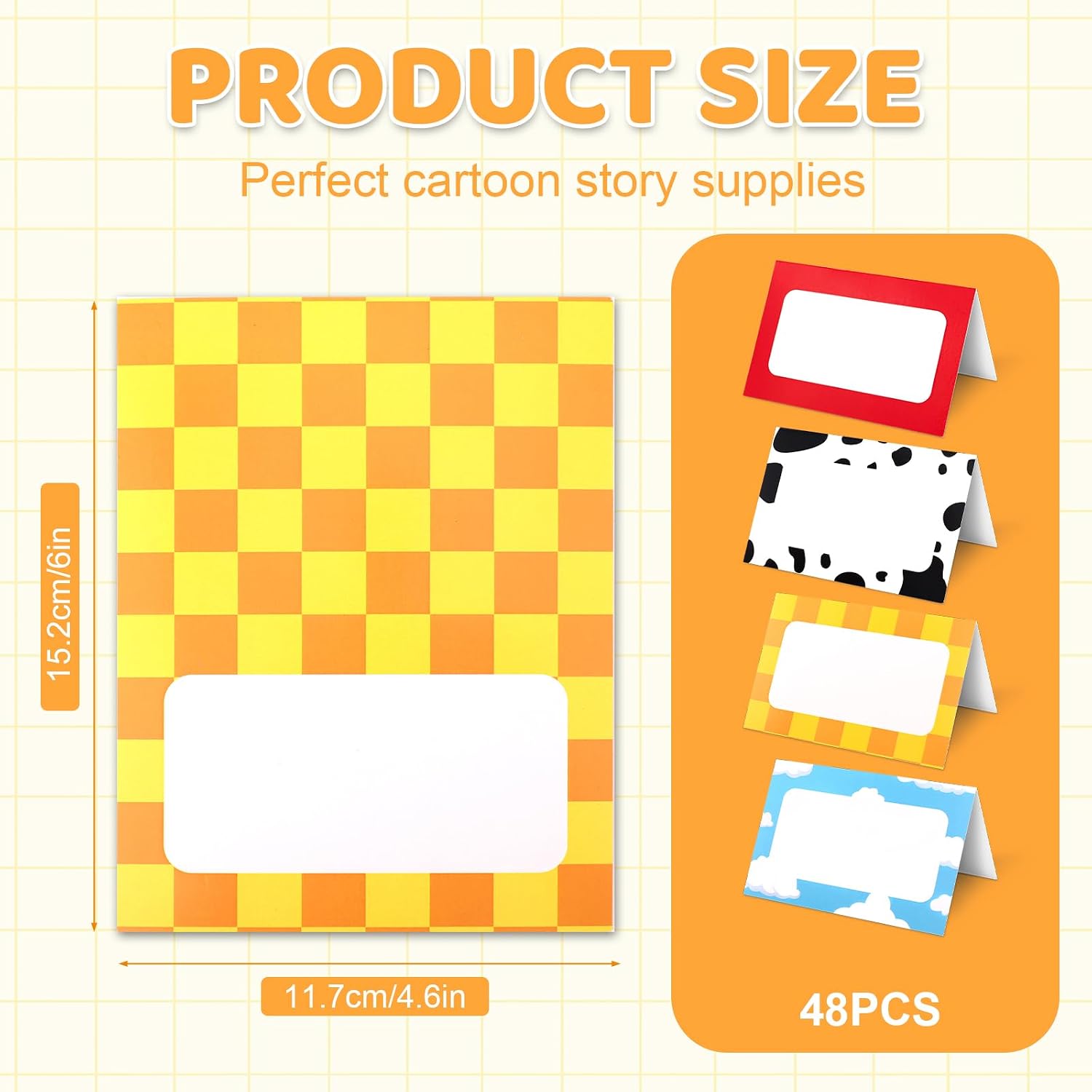 48pcs Cartoon Story Food Labels, Card Folded Table Place Labels image 2