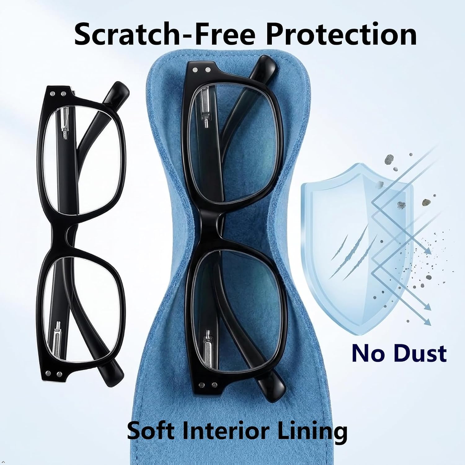 Eyekepper Glasses Case with Snap, Soft Microfiber Pouch, 2pcs Blue