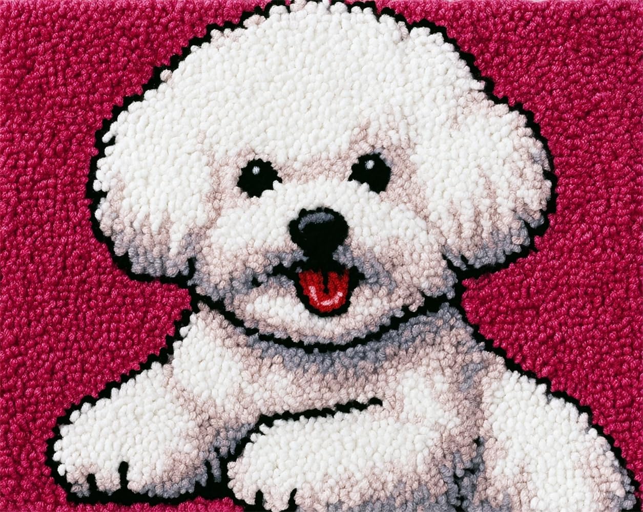 Fwrtycb Multicolor Latch Hook Rug Kit Bichon Frise Dog