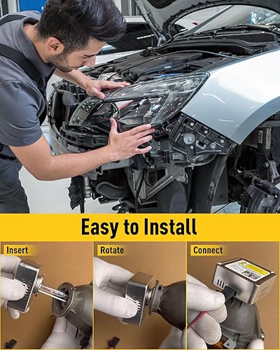 Vista 20 de Bombilla de xenón HID D1S, bombillas D1S de 6000 K, luz blanca fría, haz alto y bajo de 35 W, 66144 66140 85140 85415, faros delanteros de repuesto