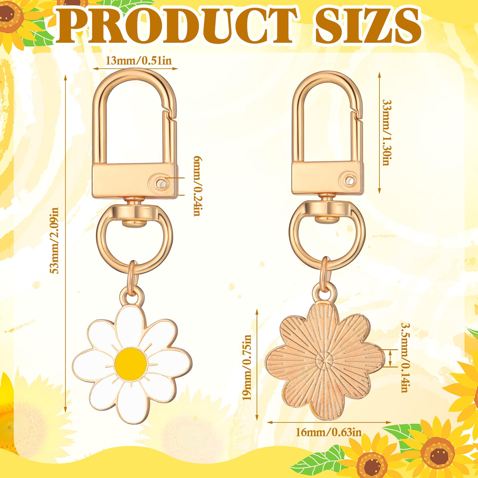 Landical 24 Pcs Flower Keychain Cute Handbag Key Chain Bulk Aesthetic Key Ring Charms for Handbags Purse Accessories (White Style)