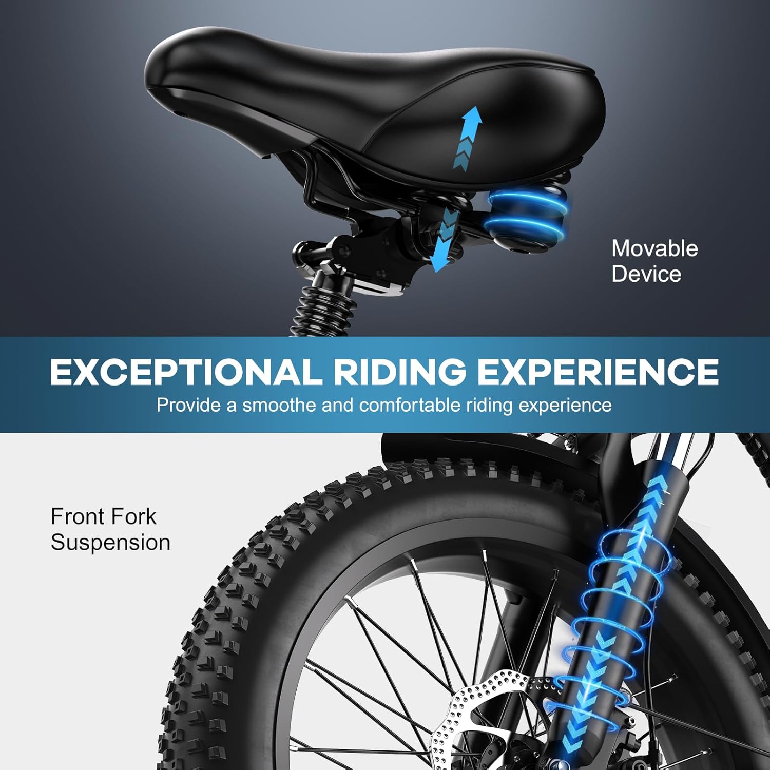 Auloor Foldable Electric Bike for Adults, 1000W Peak Motor 30MPH 70Miles Commuter Ebike, 48V 20AH Battery, 20" Fat Tire Colourful LCD Display Blue E-Bicycle with Safety Seat