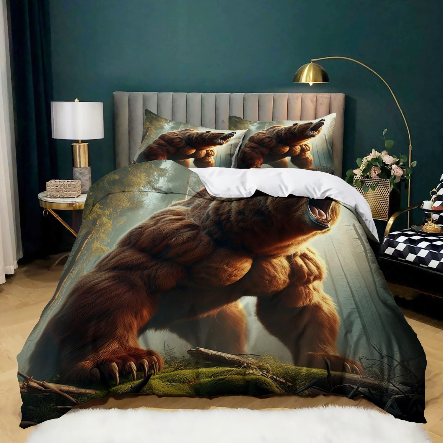 Housse de couette 220x240 forêt pour une chambre d'enfant style cabane naturelle