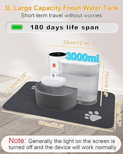 Miniatura 2 de GJEASE Fuente de agua inteligente para mascotas sin filtro, fuente de agua inalámbrica para gatos, fuente de agua sin filtro con pilas