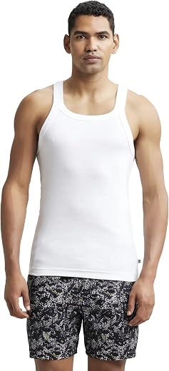 Jockey US26 Men's Regular Fit Super Combed Cotton Rib Square Neckline Gym Vest