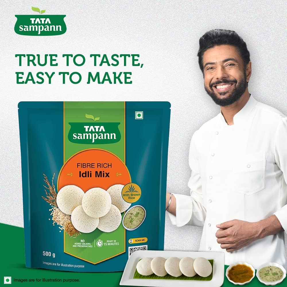 Green Velly Sampann Fibre Rich Idli Mix | Ready to Cook Breakfast Mix | Ready in 15 Minutes | Soft, Fluffy & Tasty Idlis | Idli Batter | 500 g