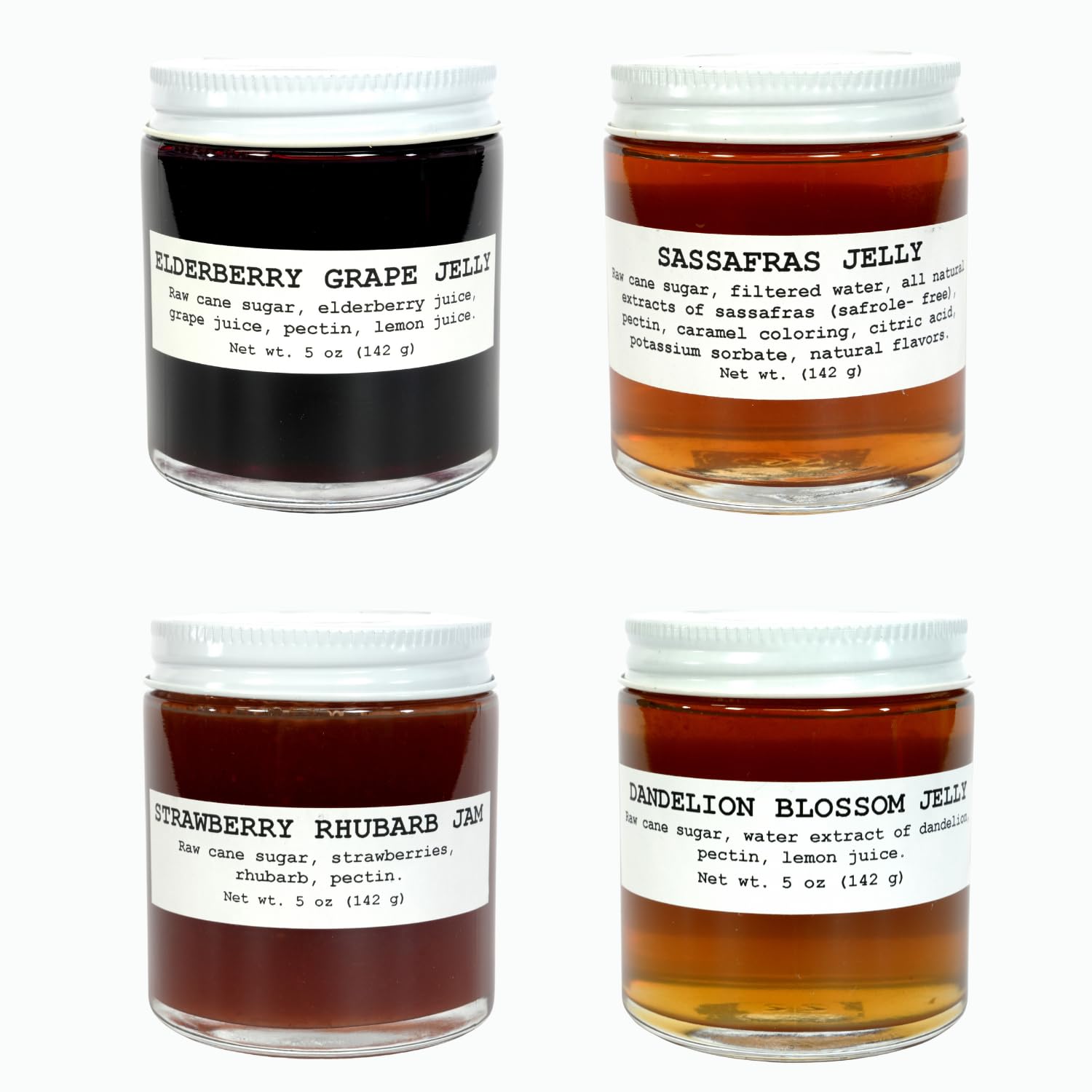 Smoke Camp Crafts Four Pack Jam & Jelly Gift Set | Savory Jam & Jelly Collection | Ramp | Spiced Tomato | Green Pepper | Hot Pepper | 4-pack 5 oz Jars