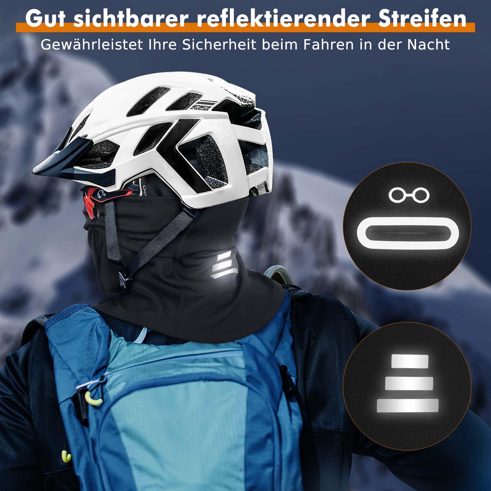 Toptrek Balaclava zimowa, zimna i wiatroszczelna maska na twarz, narciarska, na rower, snowboard, motocykl, oddychająca maska na twarz dla mężczyzn i kobiet, czarny, 55-60