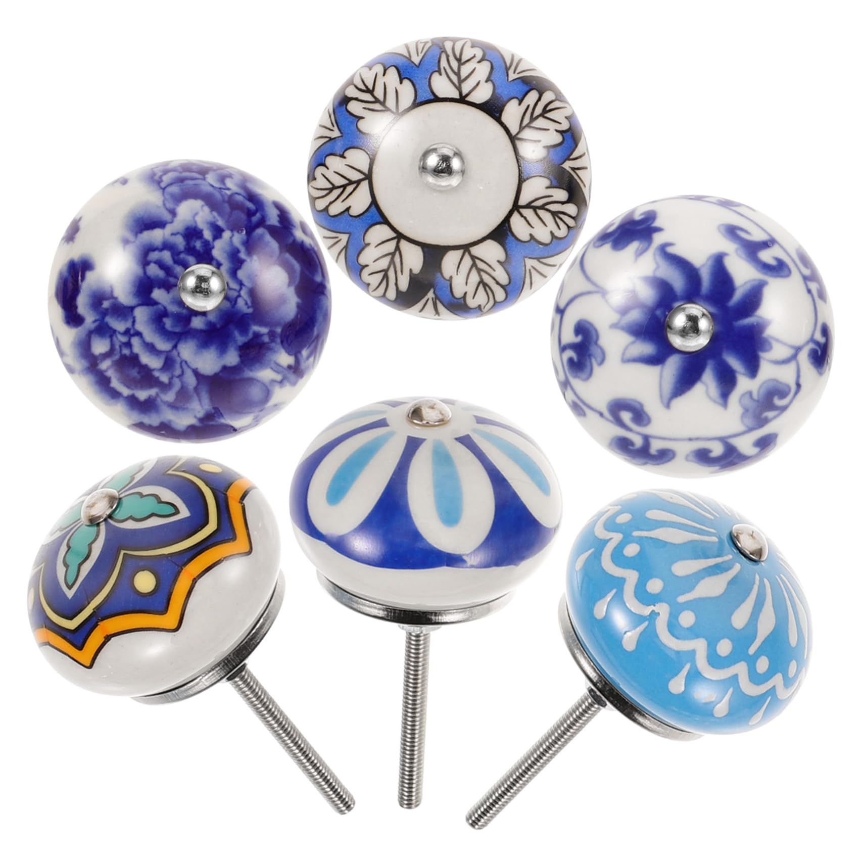Lurrose 4 Set Manico in Ceramica Pomello Da Comò in Porcellana Maniglia Cassetto Chiave Cucina Pomello Per Armadio Monoforo Decorativo Per Comò 6 Pezzi*4