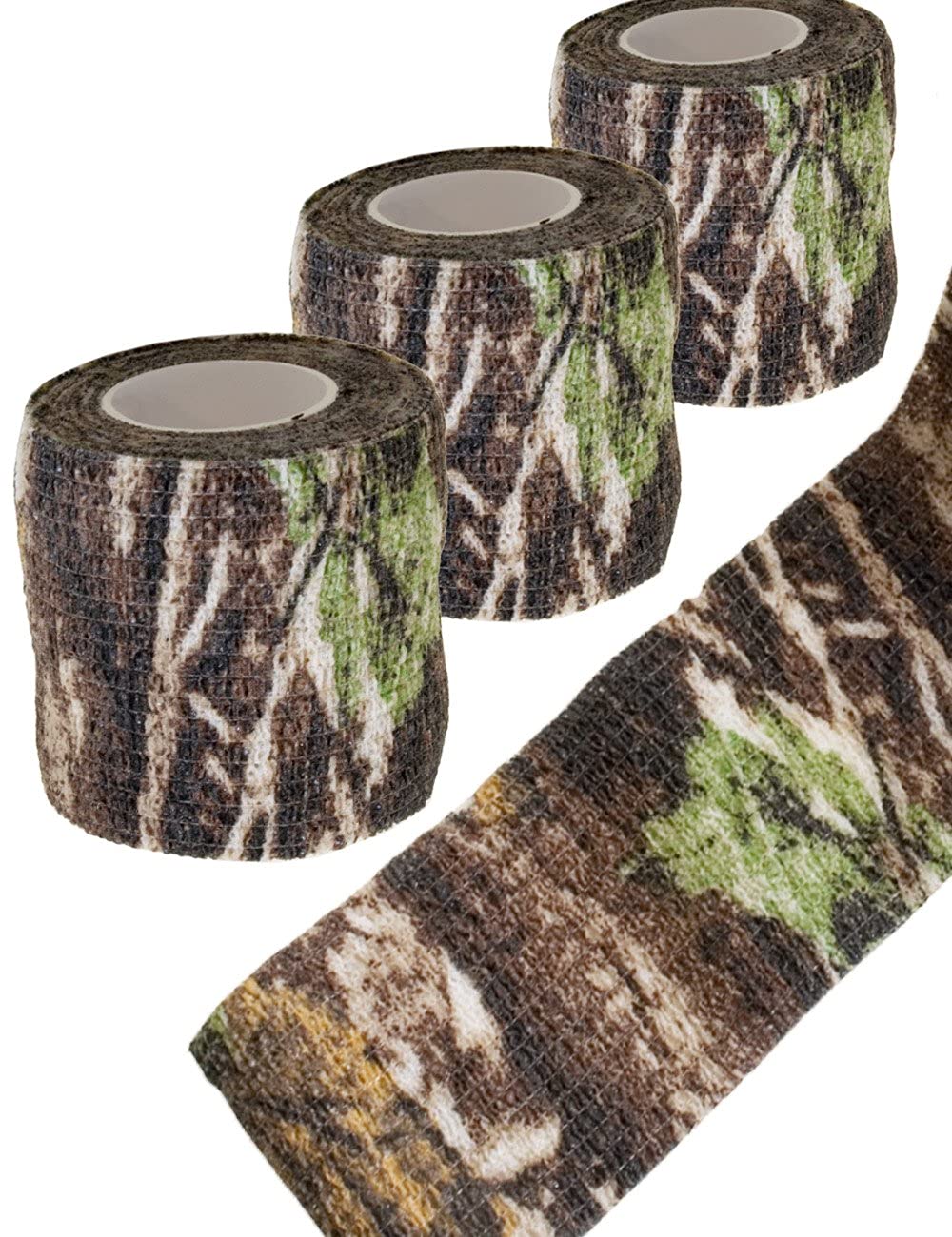 Outdoor Saxx® - Camouflage Tape Real Tree Real Forest Fabric Tape Camouflage Waterproof Multi-Use Camera Equipment Hunting Fishing Photographers 4.5 m Set of 3