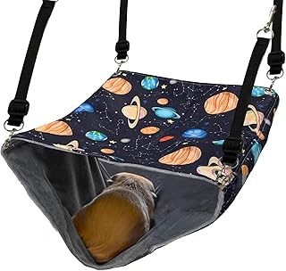 Ferret Rat Hammock Bed Set, Ferret Chinchilla Hammock Soft, Sturdiness 2-Level Ferret Bed – Strong Hanging Hammock Pet Bedding – Machine-Washable Rat Bed, Guinea Pig Hammock (Black)