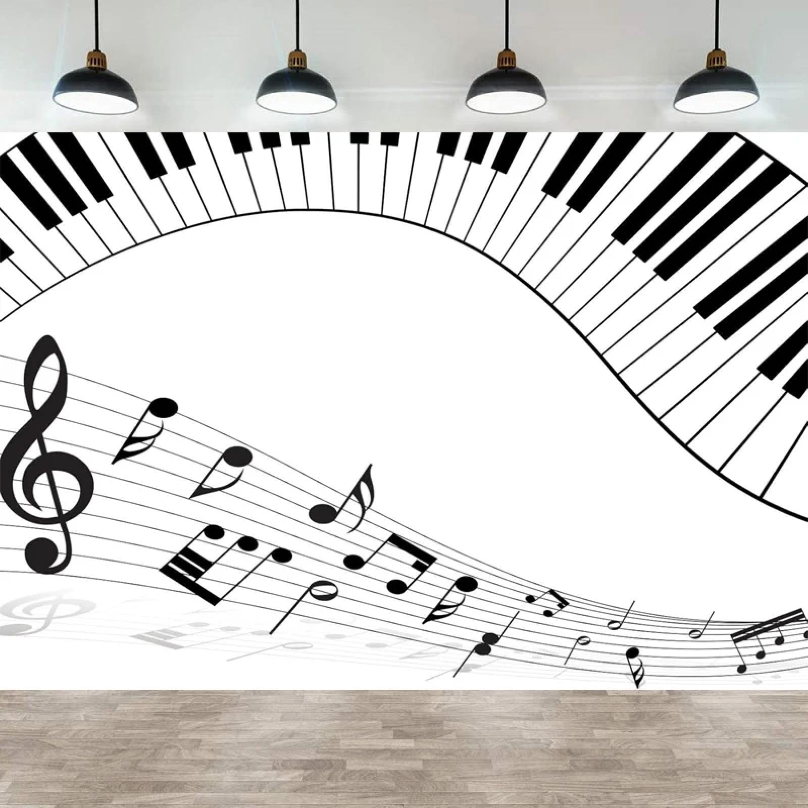 Fotografia Sfondo Nota musicale Tasti Bianco e nero Pianoforte Banner Tastiera Musica Party Decor Sfondo Ritratto Shoot Poster