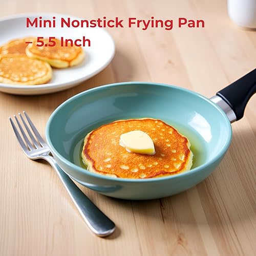 Miniatura 7 de SALFORD Forged - Mini sartén antiadherente de 5.5 pulgadas, sartén de cerámica para tortilla de huevo y panqueques con mango de baquelita