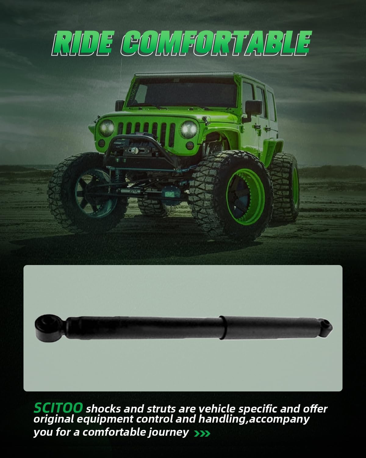 SCITOO - Rear Shock Absorber for Dodge Ram 1500, 1994-2001 & Ram 2500, 1994-2002 - 2Pc Set (Black, 344365 | 37105)