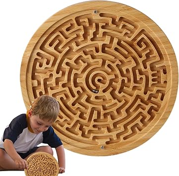 Round Wooden Maze Board - Puzzle Maze Board, Round Maze Board Game for Kids | Educational Wooden Maze Board Game, Multipurpose Maze Puzzle Logic Game Toy for Teenagers, Adults, Toddlers Kids
