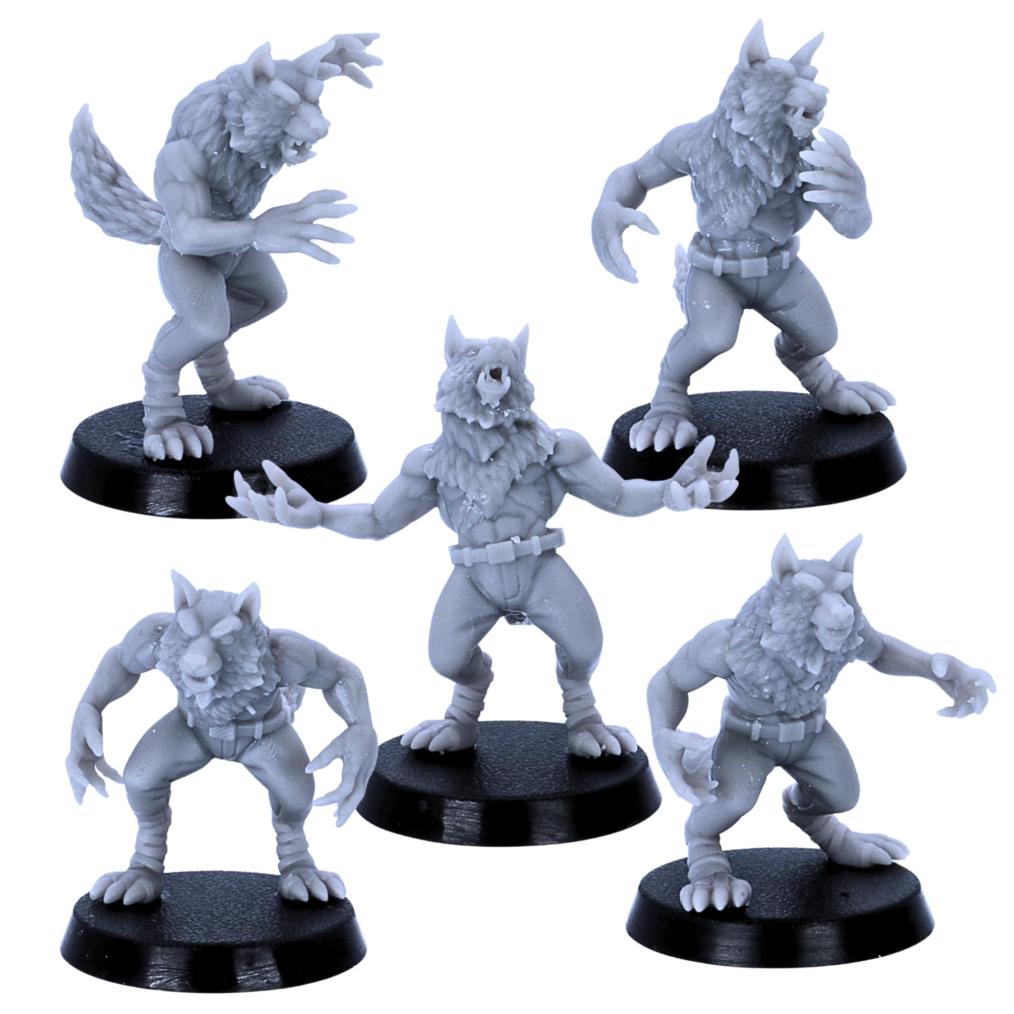Forged Terrain Werewolf Soldiers - 5 WW2 Werewolf Miniatures for Tabletop Wargames, Grey, 32mm Scale